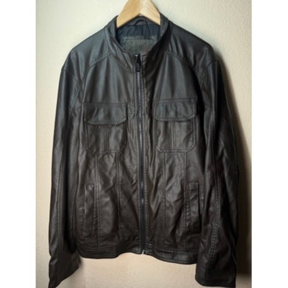 Excelled Vintage Style Mens Brown Faux Leather Full Zip Jacket Size L‎
